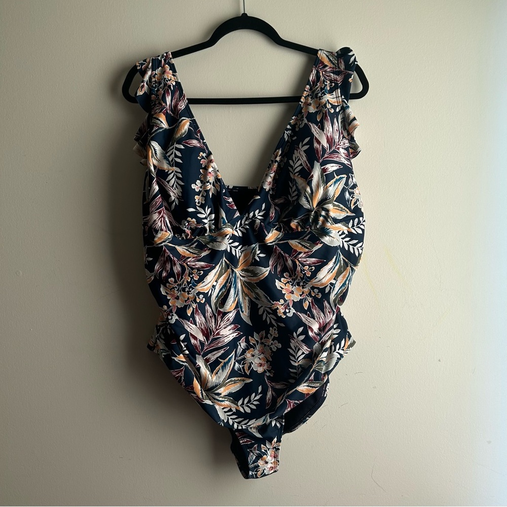 Anne Cole Navy Floral One-Piece Swimsuit